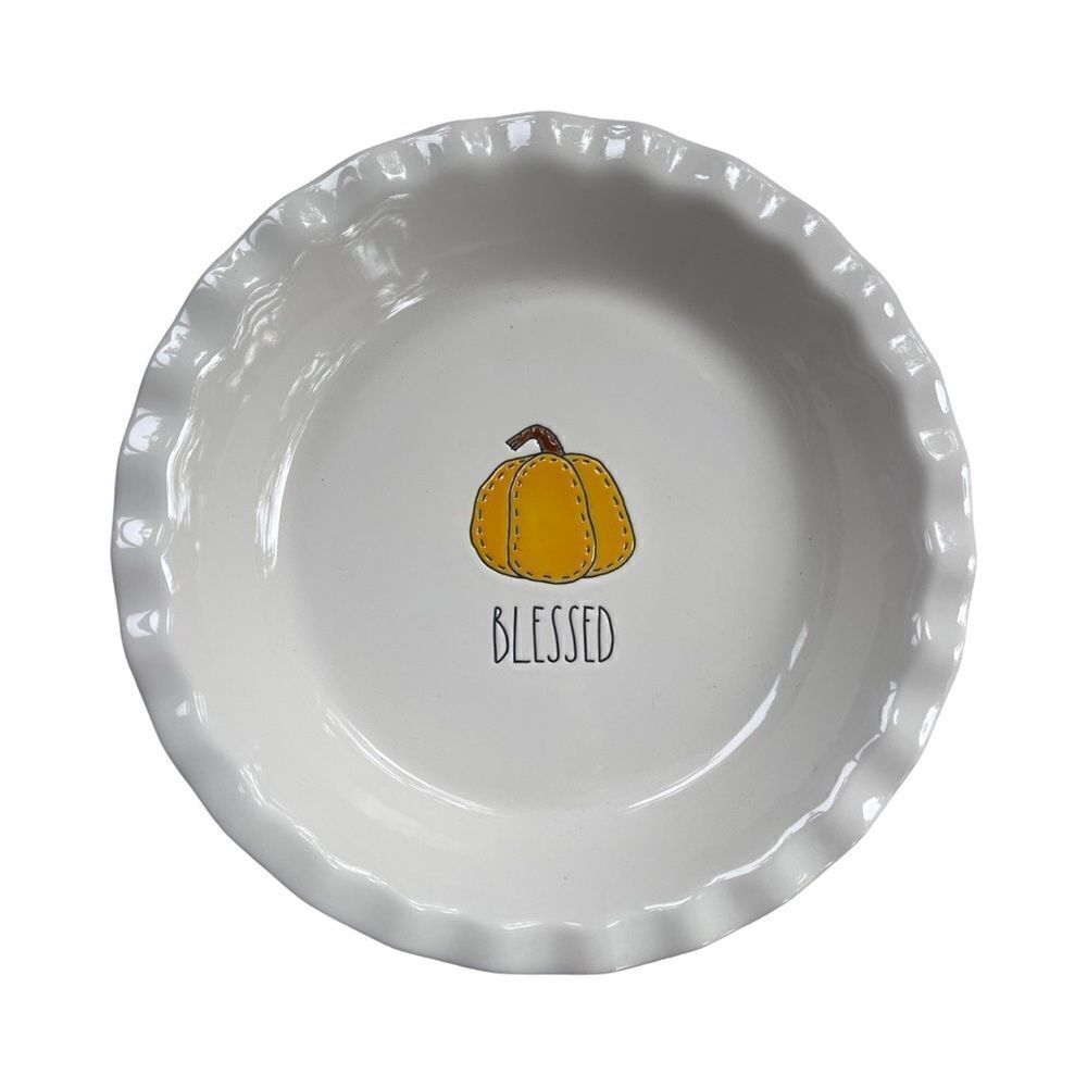 Rae Dunn Thanksgiving BLESSED Pie Plate with Pumpkin NWOT